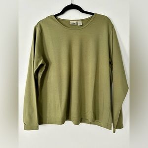 L.L. Bean Women's 100% Supima Cotton #0AP60 Olive Green Size XL Regular EUC
